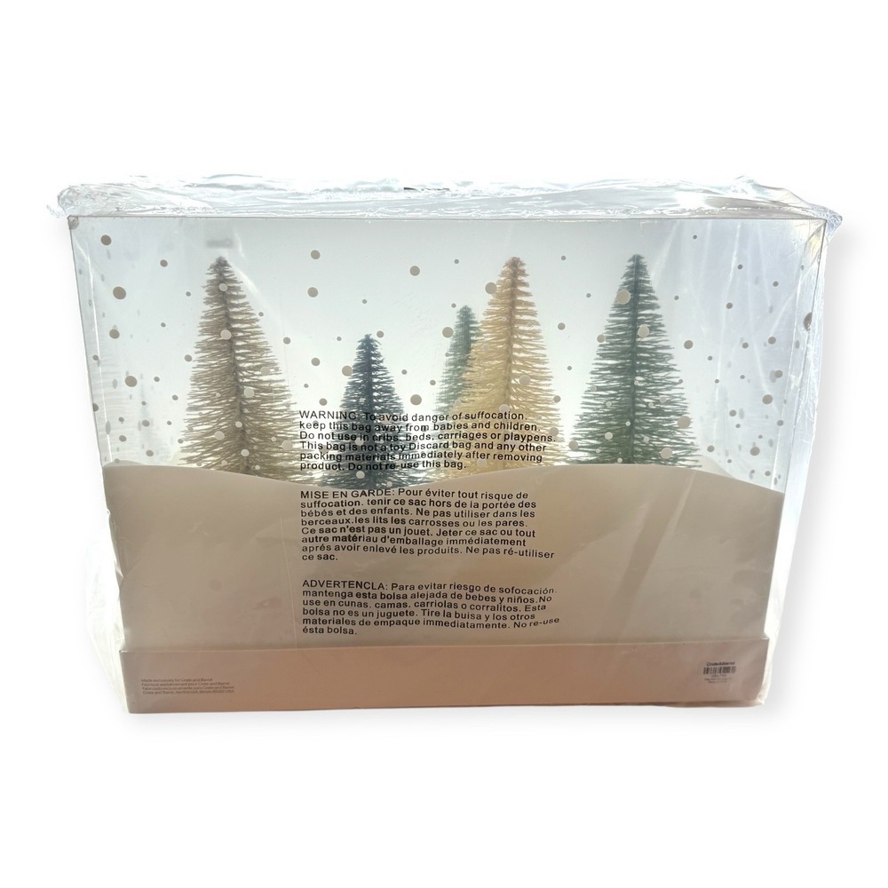 Crate & Barrel Sage & Silver Bottle Brush Christmas Trees Set of 8 New Sealed - Picture 4 of 6